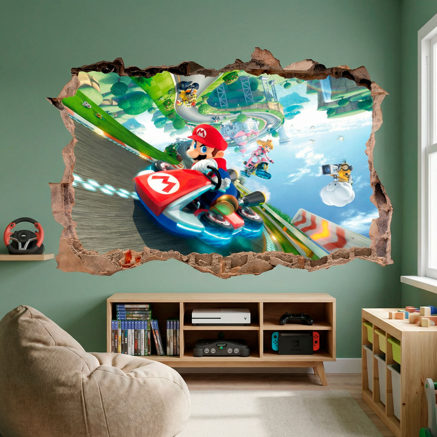 Stickers pour enfants: Trou dans le mur Mario Kart