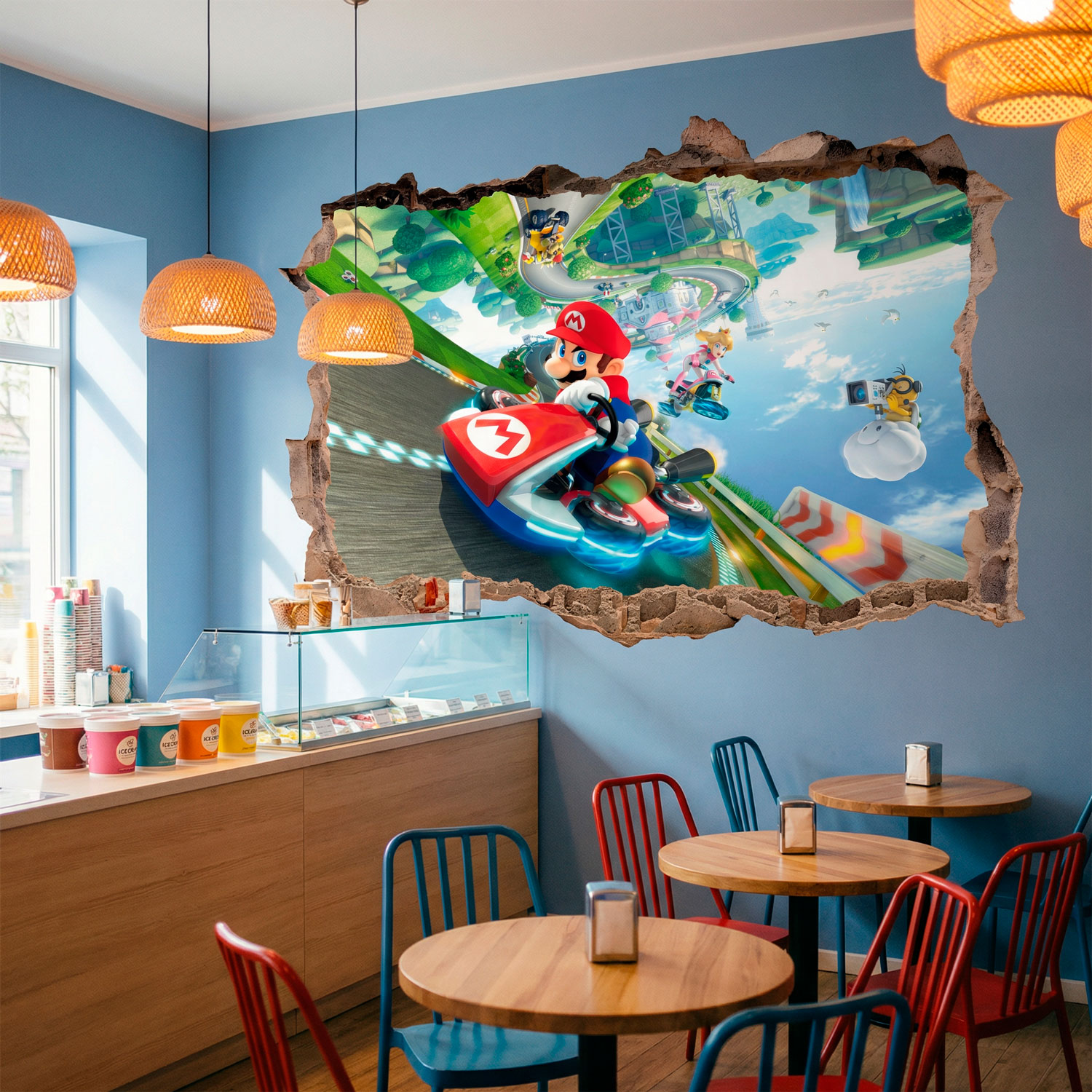 Stickers pour enfants: Trou dans le mur Mario Kart
