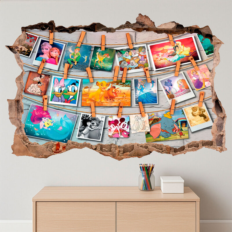 Stickers pour enfants: Trou dans le mur Souvenirs de films Disney