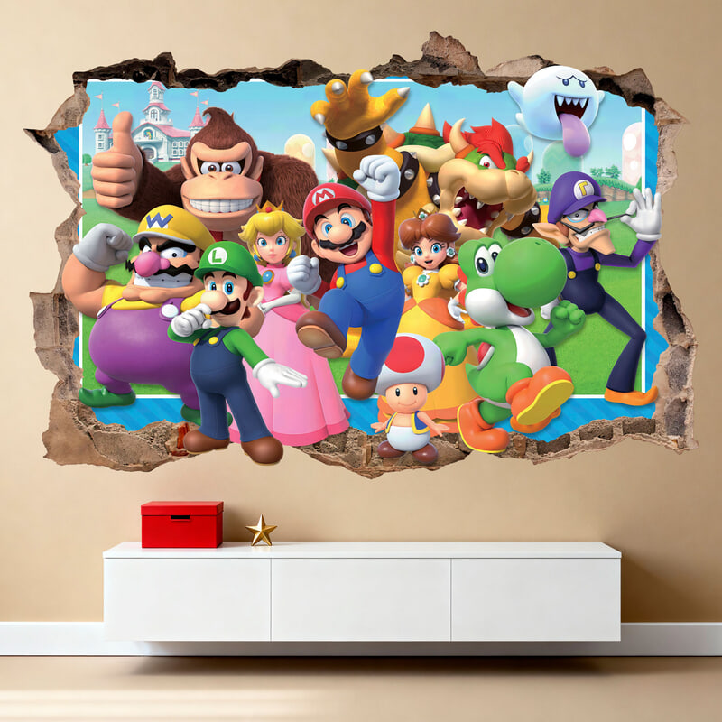 Stickers pour enfants: Trou dans le mur Super Mario Bros