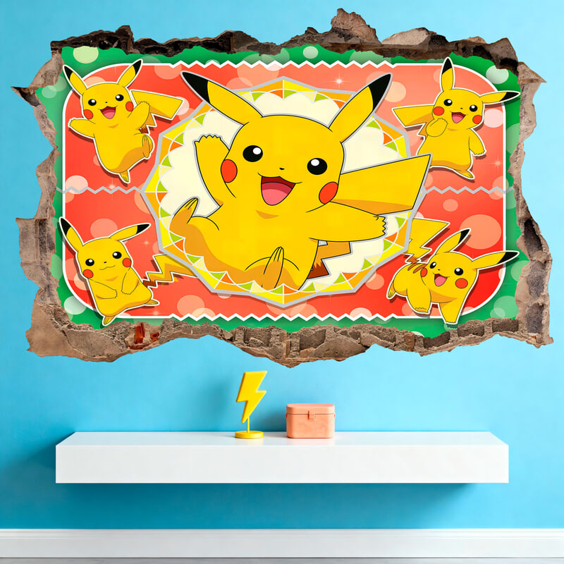 Stickers pour enfants: Trou dans le mur Pikachu Pokémon