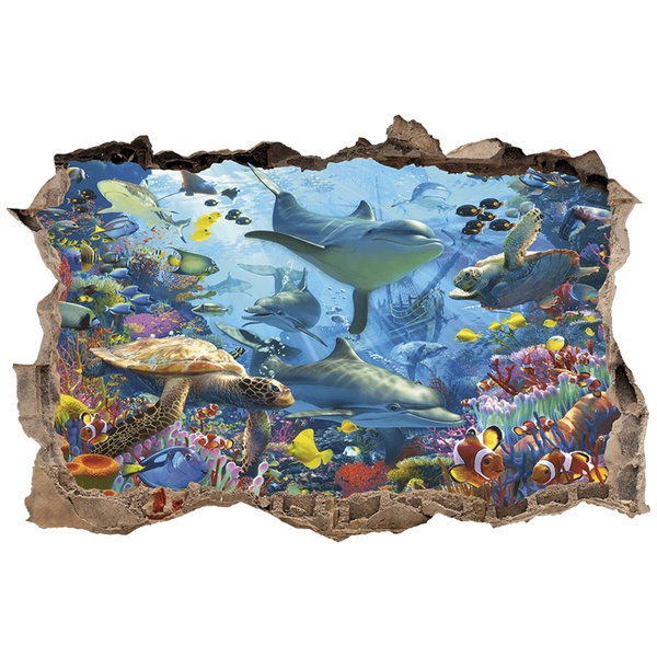 Stickers muraux: Trou dans le mur Monde Marin