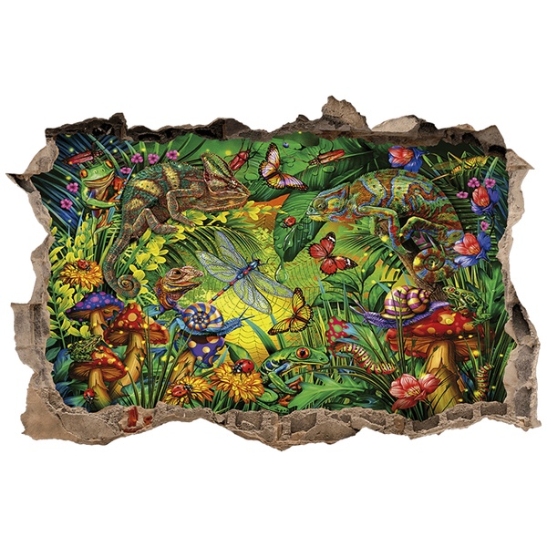 Stickers muraux: Trou dans le mur Caméléons dans la jungle