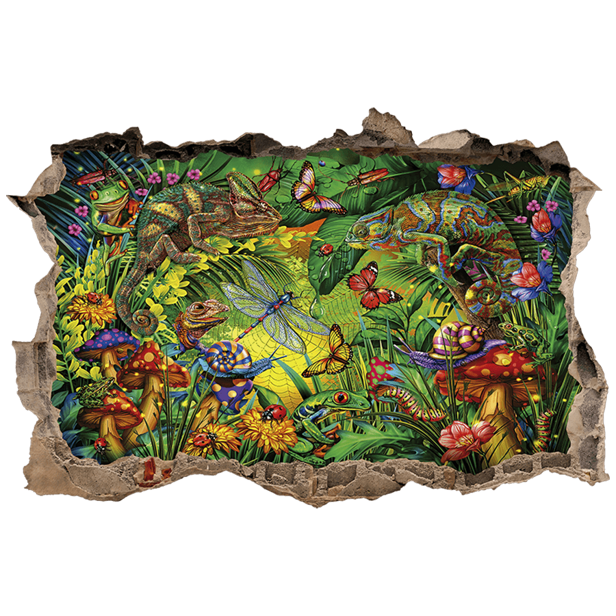 Stickers muraux: Trou dans le mur Caméléons dans la jungle