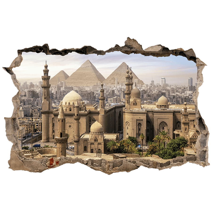 Stickers muraux: Trou dans le mur Le Caire et Pyramides d’Égypte