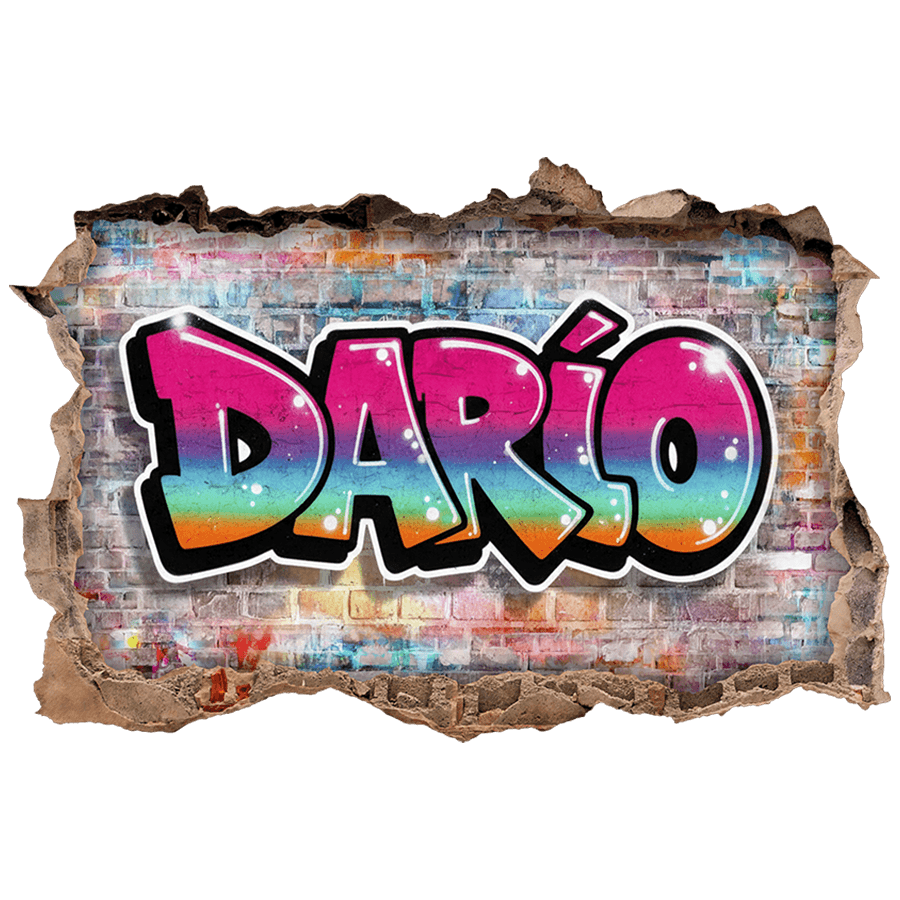 Stickers pour enfants: Trou dans le mur Graffiti Nom Personnalisé