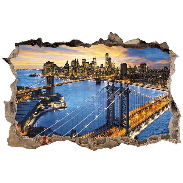 Stickers muraux: Trou dans le mur Pont de Brooklyn New York