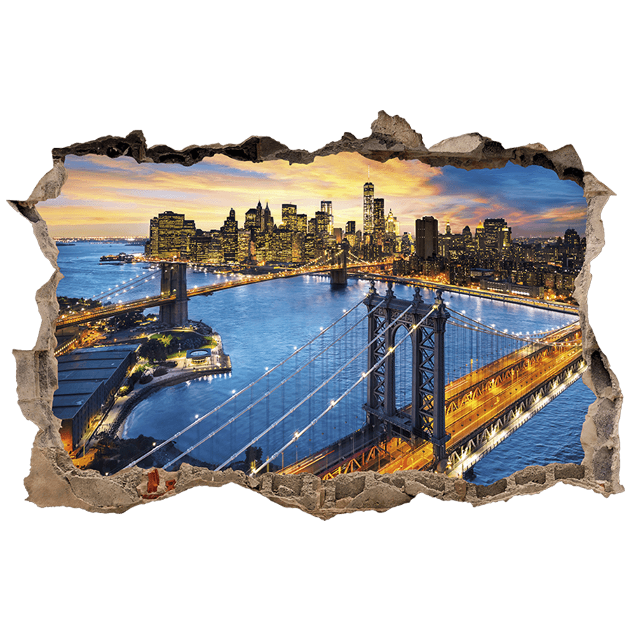 Stickers muraux: Trou dans le mur Pont de Brooklyn New York