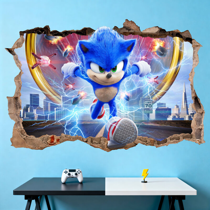Stickers muraux: Trou dans le mur Sonic