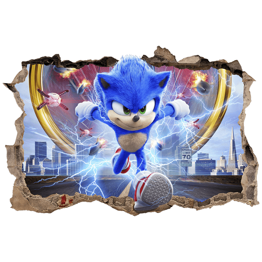 Stickers muraux: Trou dans le mur Sonic