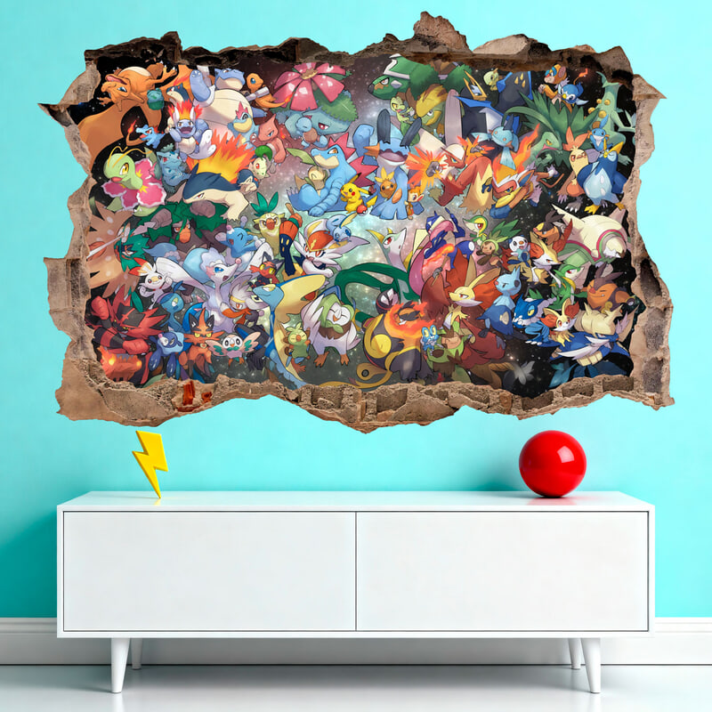 Stickers pour enfants: Trou dans le mur Monde Pokémon