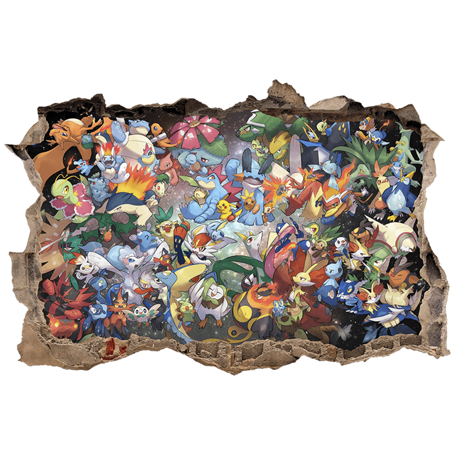 Stickers pour enfants: Trou dans le mur Monde Pokémon
