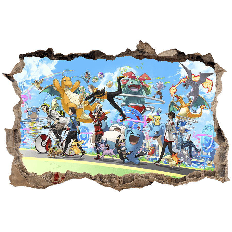 Stickers pour enfants: Trou dans le mur Ville Pokémon