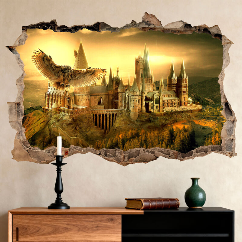 Stickers muraux: Trou dans le mur Château Magique Hogwarts Harry Po