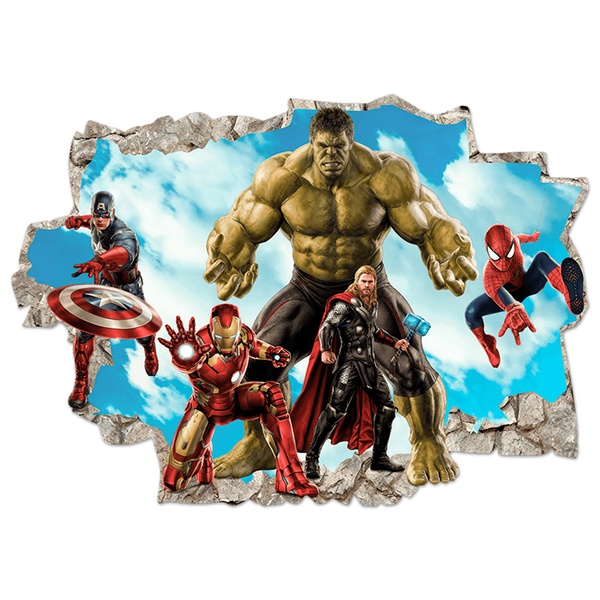 Stickers pour enfants: Trou dans le mur Super-héros Marvel Avengers