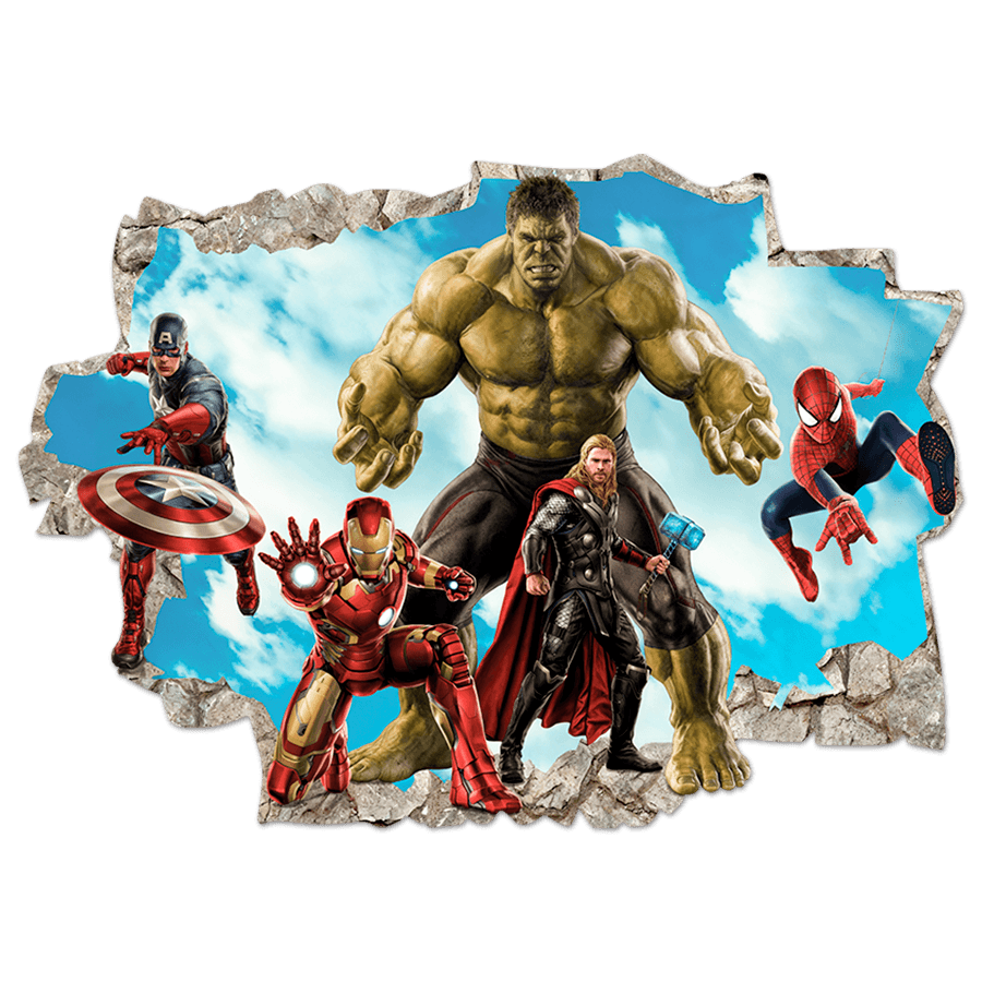 Stickers pour enfants: Trou dans le mur Super-héros Marvel Avengers