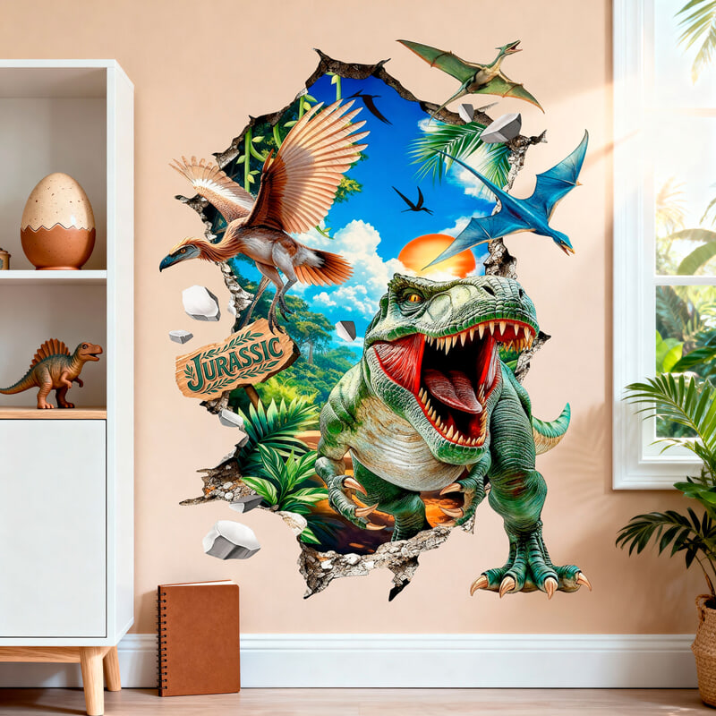 Stickers pour enfants: Trou dans le mur Dinosaures Jurassic World Vertica