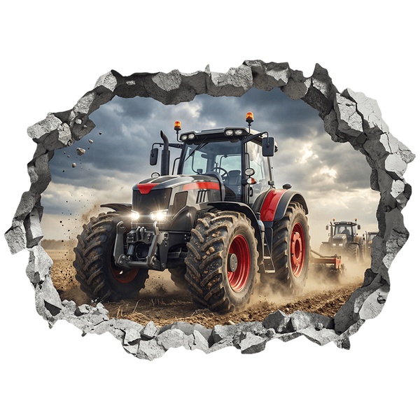 Stickers muraux: Trou de mur Tracteur de ferme