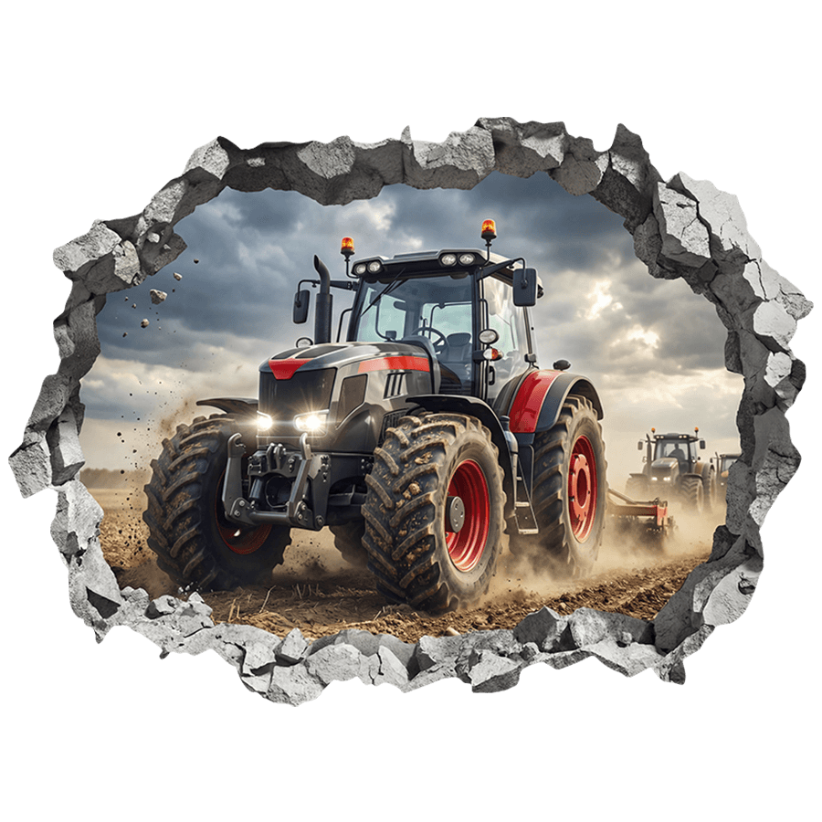 Stickers muraux: Trou de mur Tracteur de ferme