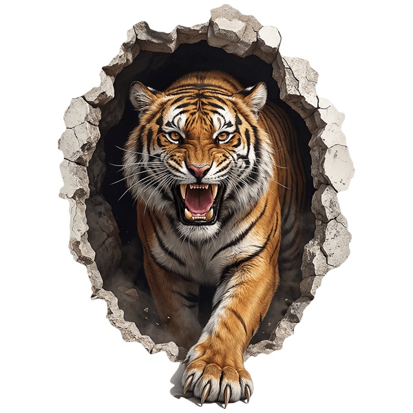 Stickers muraux: Trou de mur Tigre sauvage