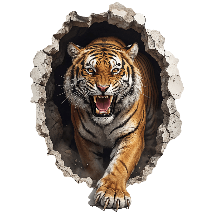 Stickers muraux: Trou de mur Tigre sauvage