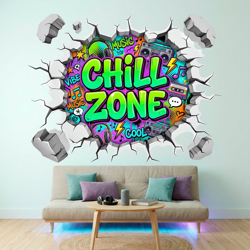 Stickers muraux: Trou de mur Chill Zone
