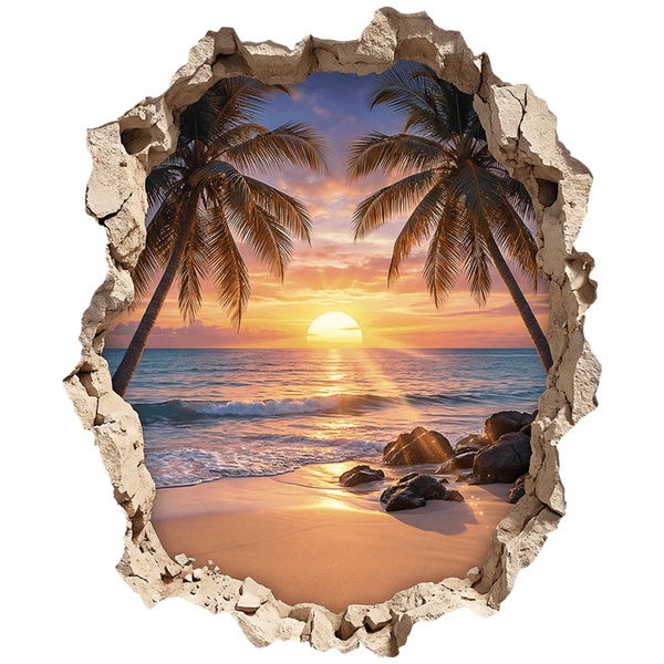 Stickers muraux: Trou de mur Plage tropicale