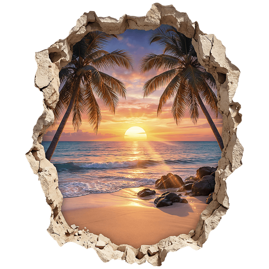 Stickers muraux: Trou de mur Plage tropicale