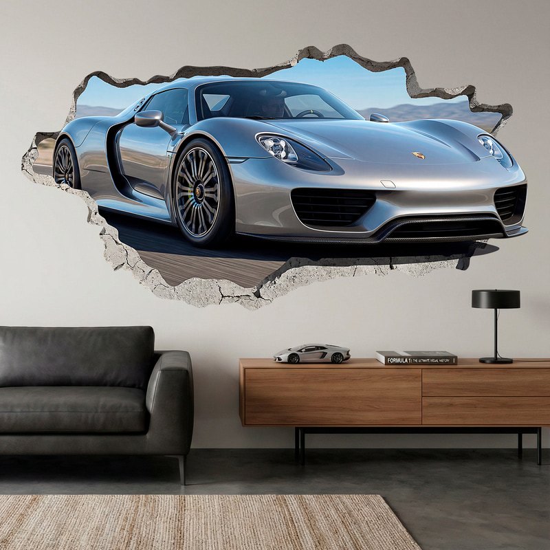 Stickers muraux: Trou de Mur Porsche 918 Spyder