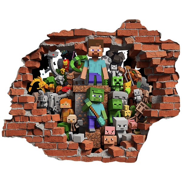 Stickers muraux: Trou de Mur Monde Minecraft