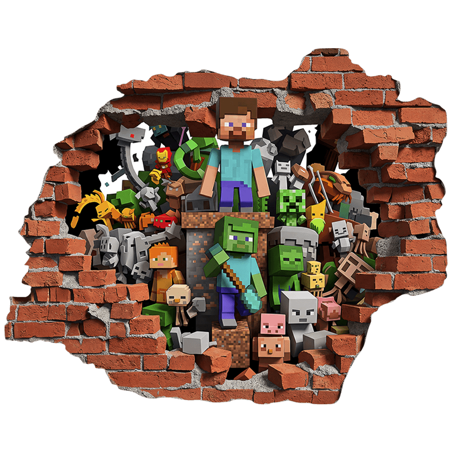 Stickers muraux: Trou de Mur Monde Minecraft
