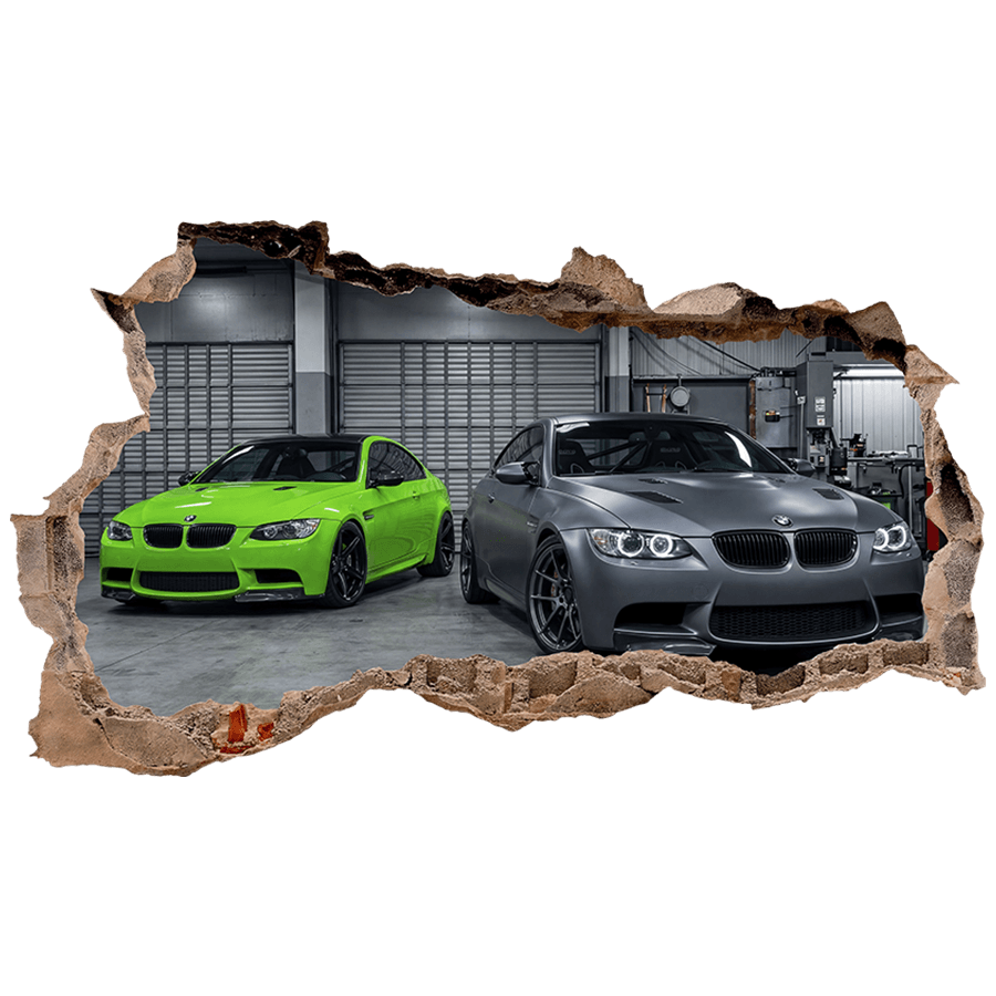 Stickers muraux: Trou de Mur Voitures de sport BMW dans le garage