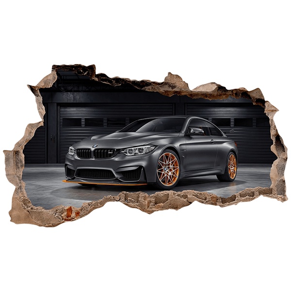 Stickers muraux: Trou de Mur BMW M3 voiture de sport dans le garage