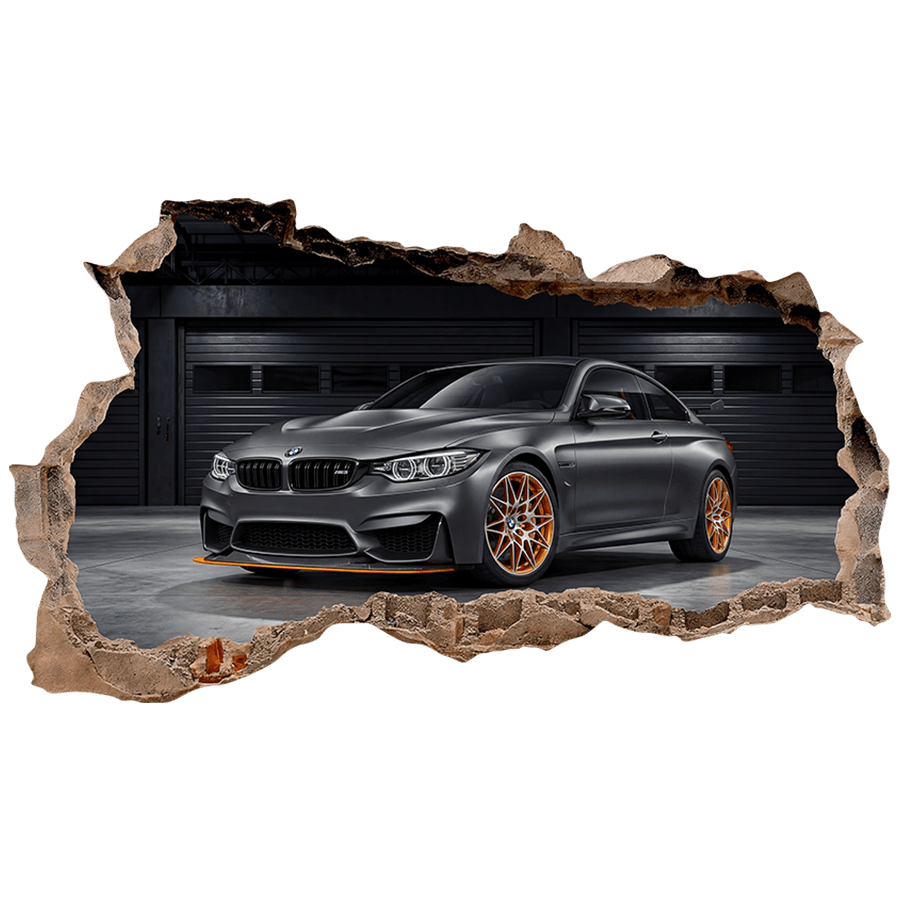 Stickers muraux: Trou de Mur BMW M3 voiture de sport dans le garage