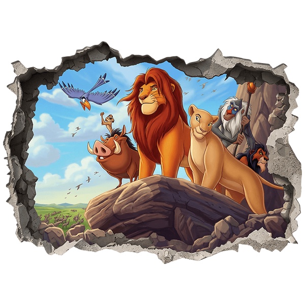 Stickers pour enfants: Trou de Mur Le Roi Lion et ses Amis