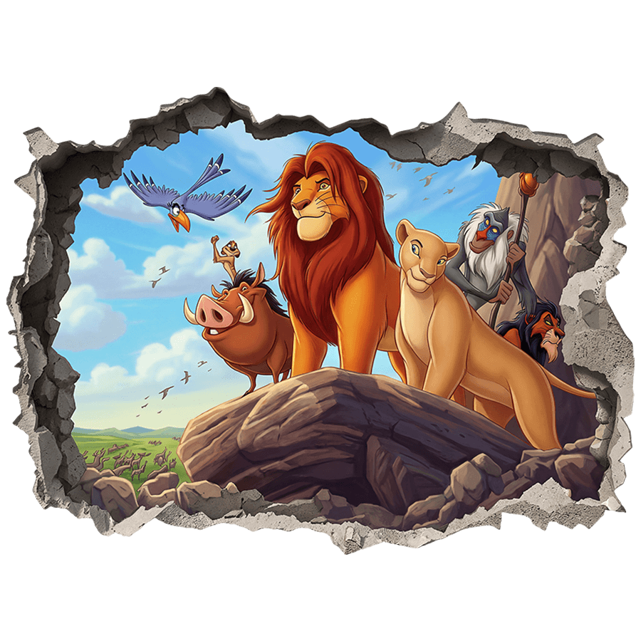 Stickers pour enfants: Trou de Mur Le Roi Lion et ses Amis