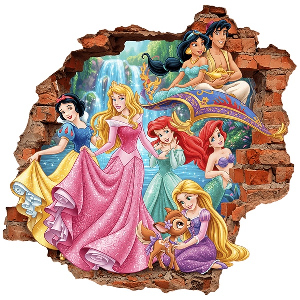 Stickers pour enfants: Trou de Mur Princesses Disney et Aladdin
