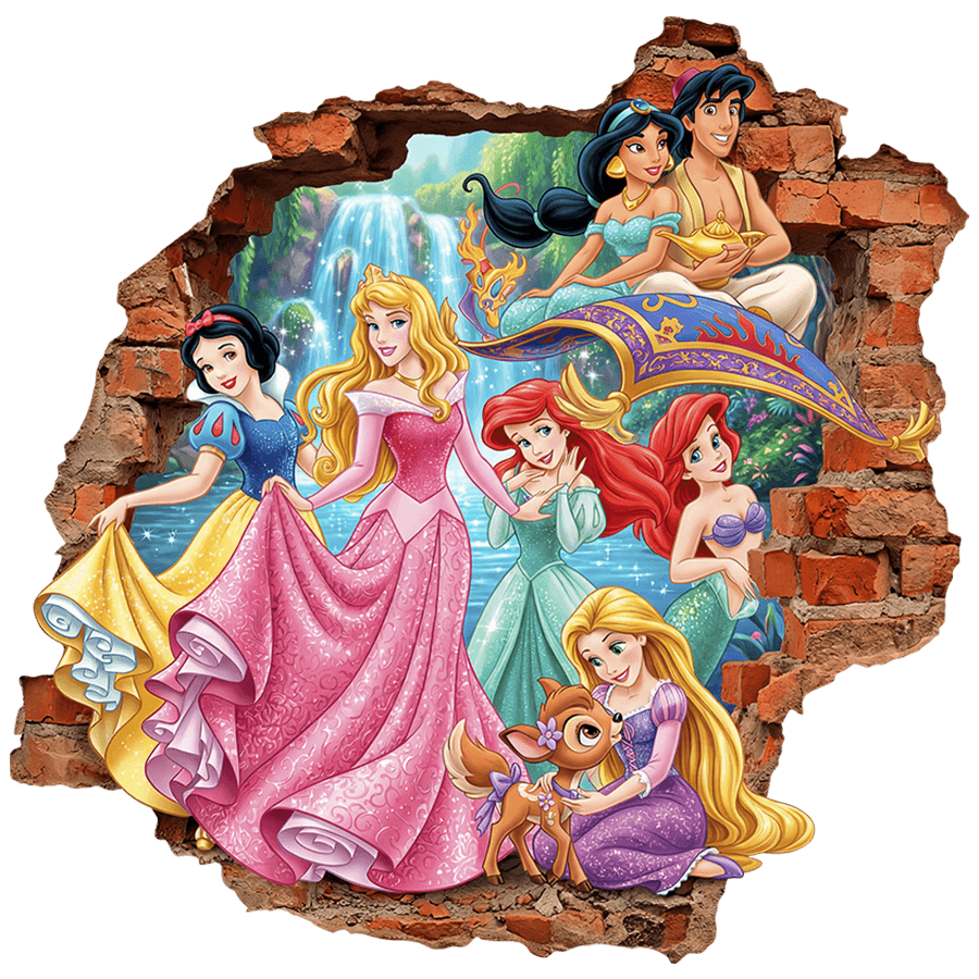 Stickers pour enfants: Trou de Mur Princesses Disney et Aladdin