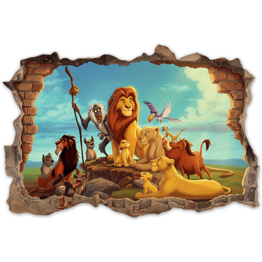 Stickers pour enfants: Brèche Murale Famille du Roi Lion