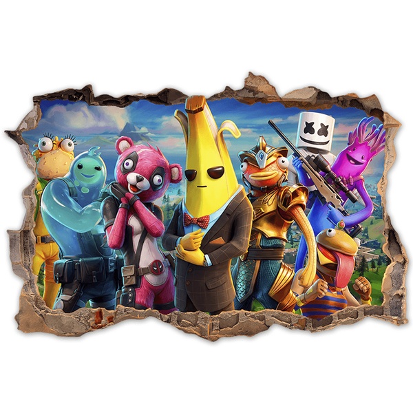 Stickers muraux: Brèche Murale Héros de Fortnite