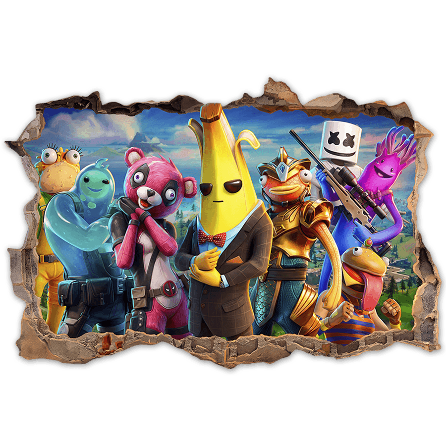 Stickers muraux: Brèche Murale Héros de Fortnite
