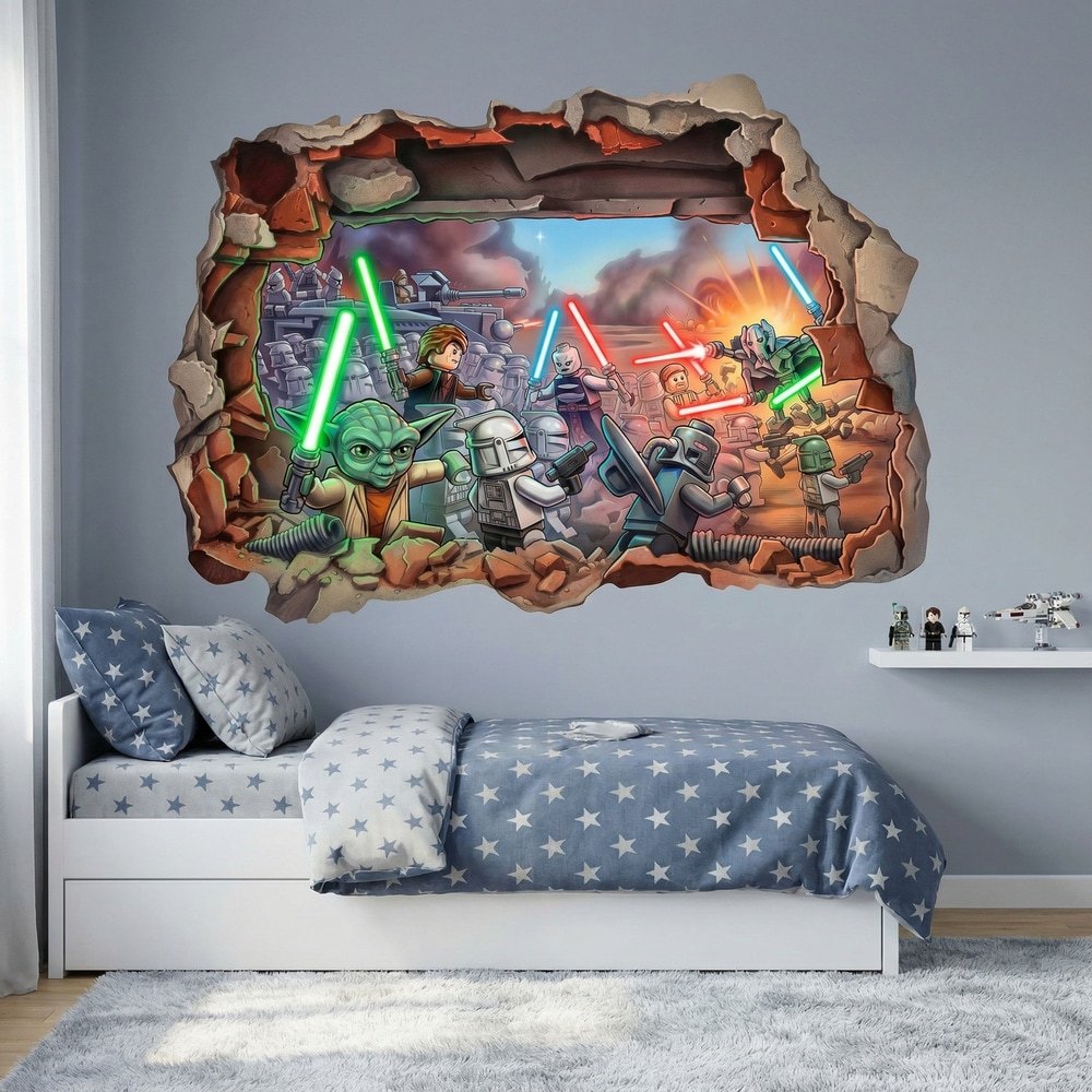 Stickers pour enfants: Brèche Murale Bataille Lego Star Wars