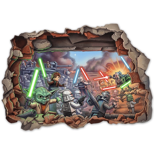 Stickers pour enfants: Brèche Murale Bataille Lego Star Wars