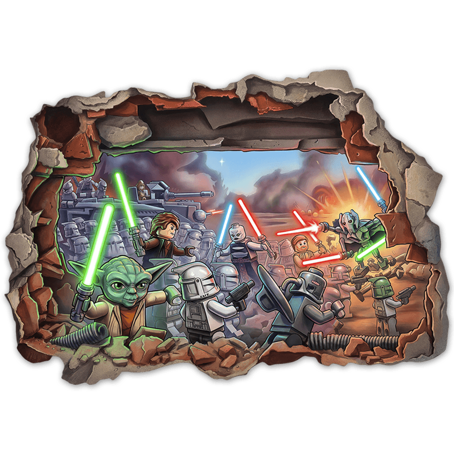 Stickers pour enfants: Brèche Murale Bataille Lego Star Wars