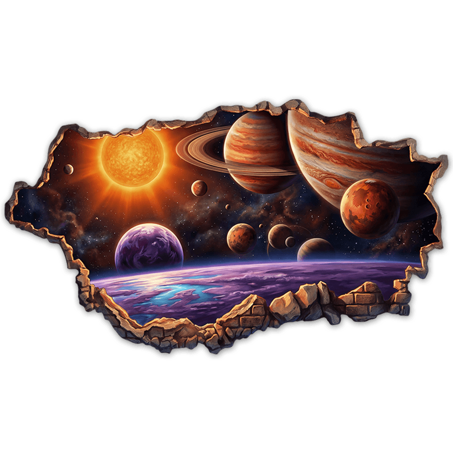 Stickers pour enfants: Brèche Murale Système Planétaire Fantastique