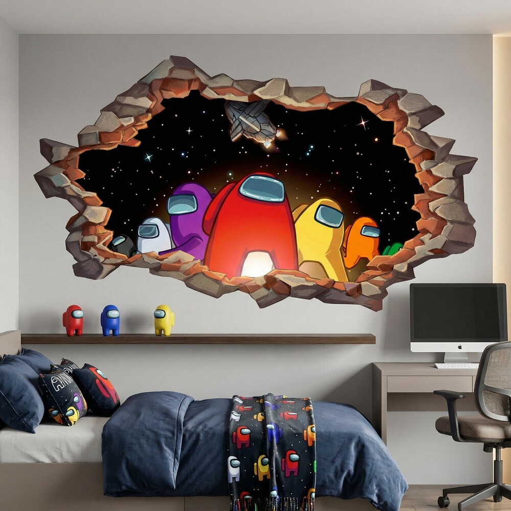Stickers pour enfants: Brèche Murale Among Us
