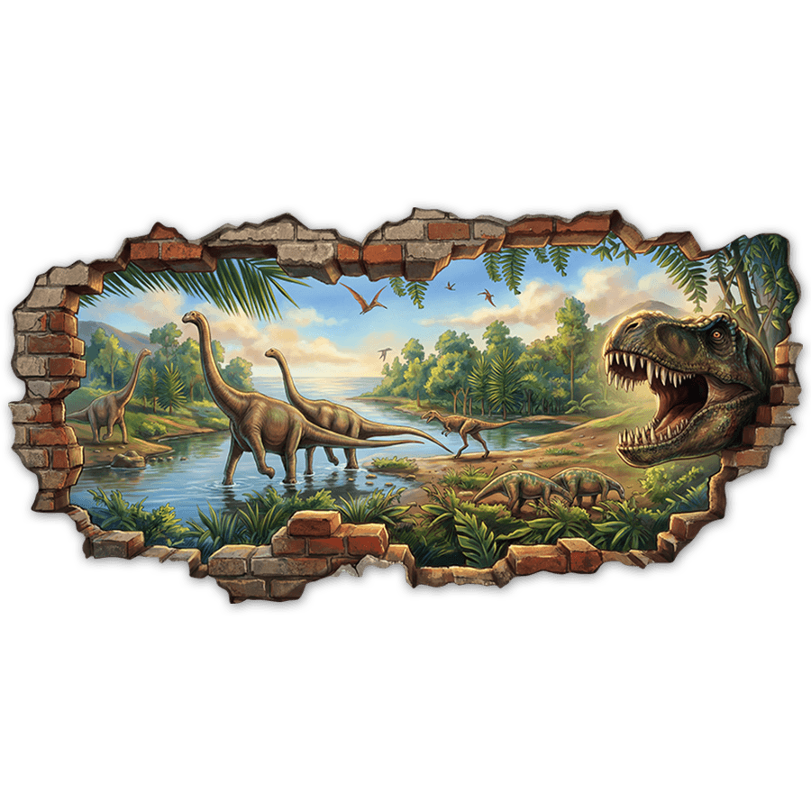 Stickers pour enfants: Brèche Murale Monde des Dinosaures