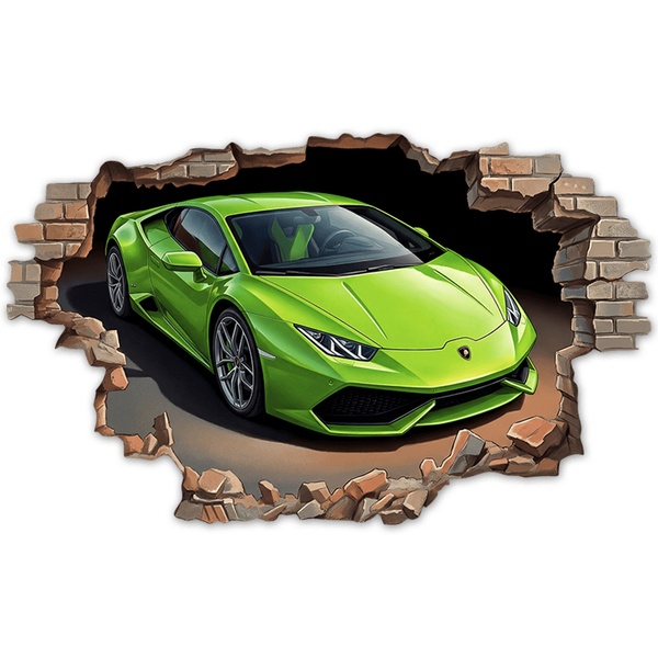 Stickers muraux: Brèche Murale Lamborghini Sport Verte