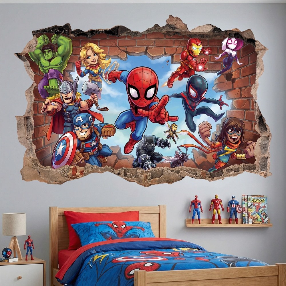 Stickers pour enfants: Br&egrave;che Murale Super H&eacute;ros Marvel