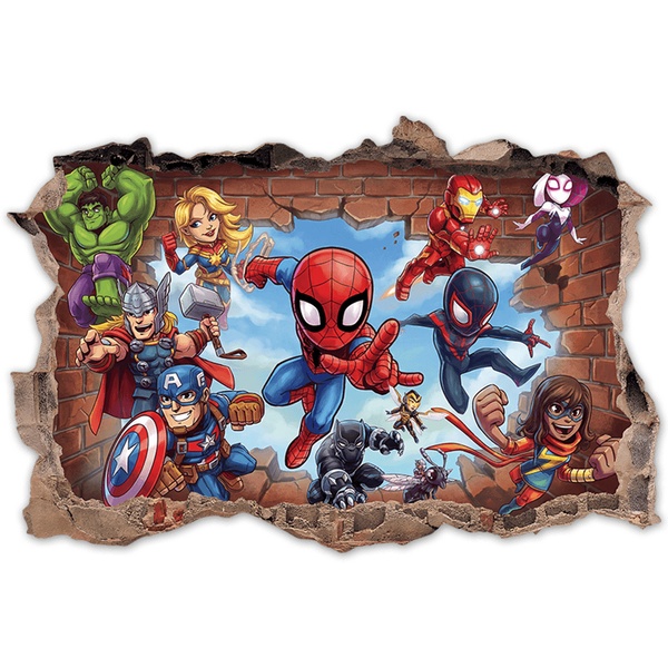 Stickers pour enfants: Br&egrave;che Murale Super H&eacute;ros Marvel